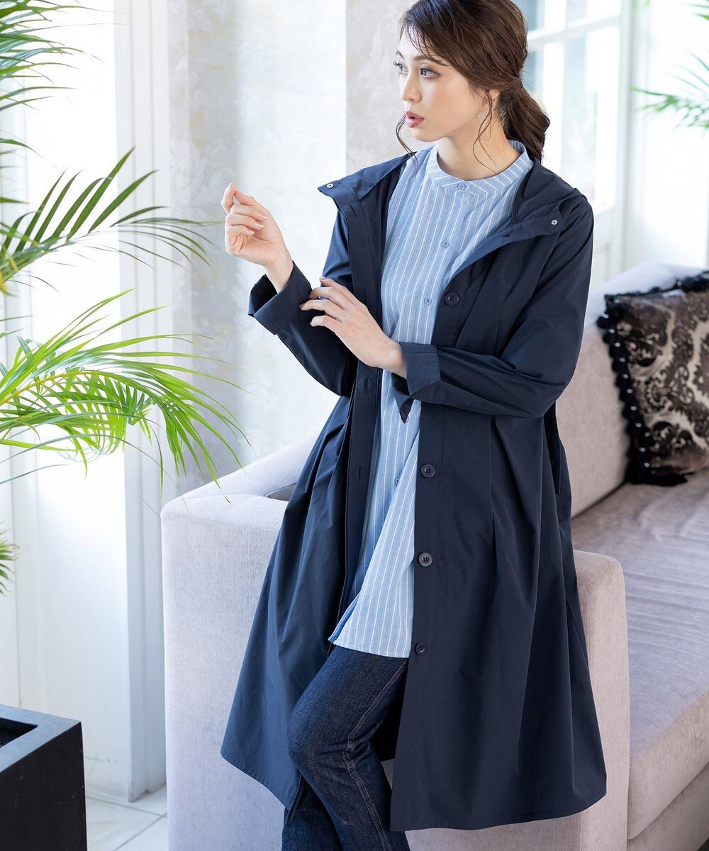 Tiaclasse 【洗える】撥水フードフレアコート 