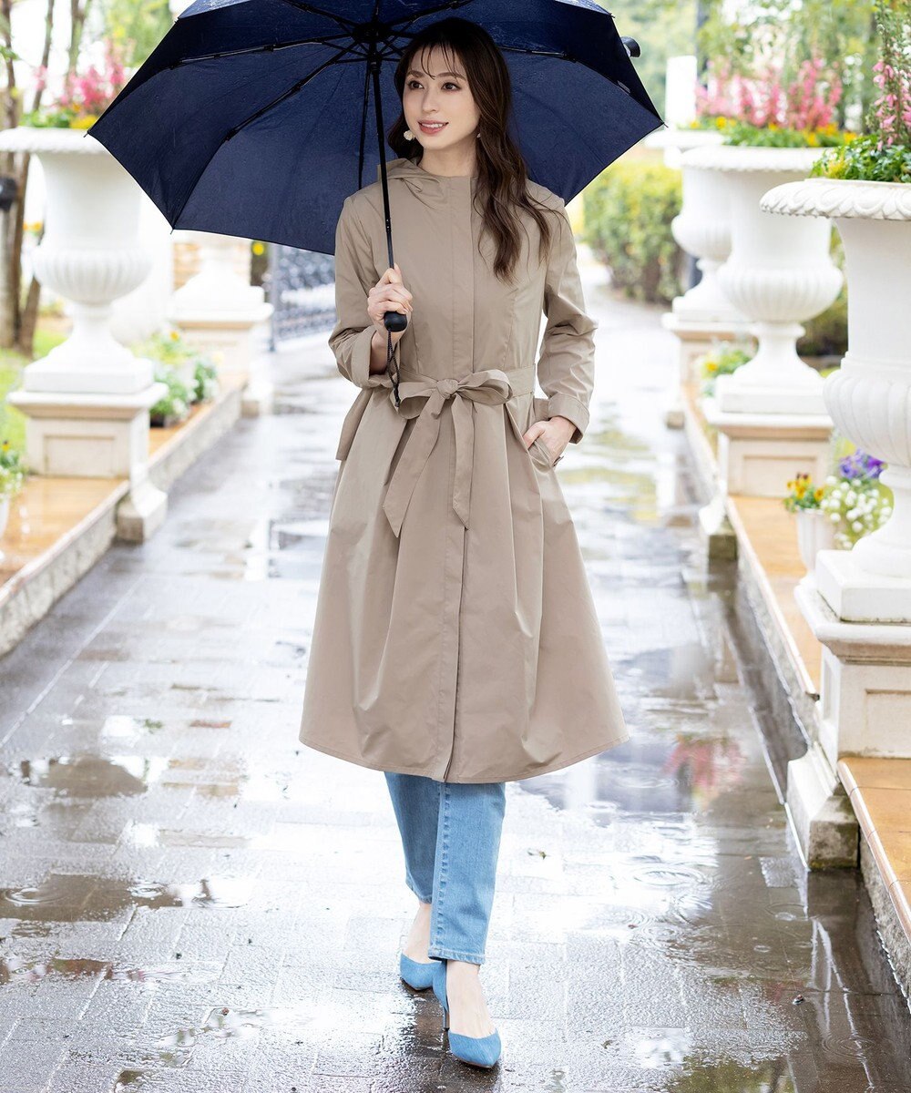 Tiaclasse L 【洗える】撥水フードフレアコート 