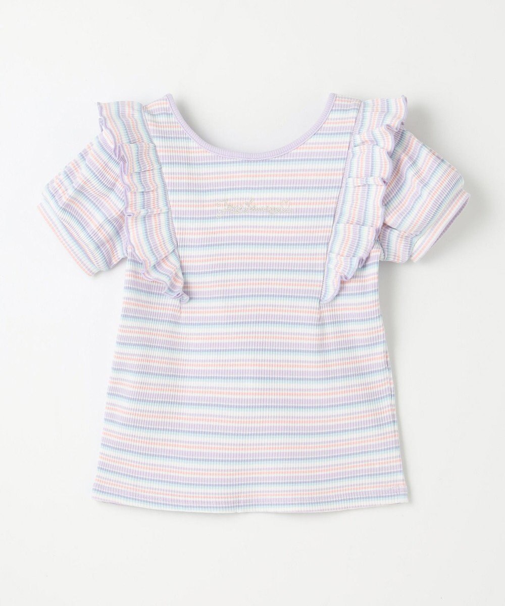 ANY KIDS オン・オフショルダー ボーダー Tシャツ 