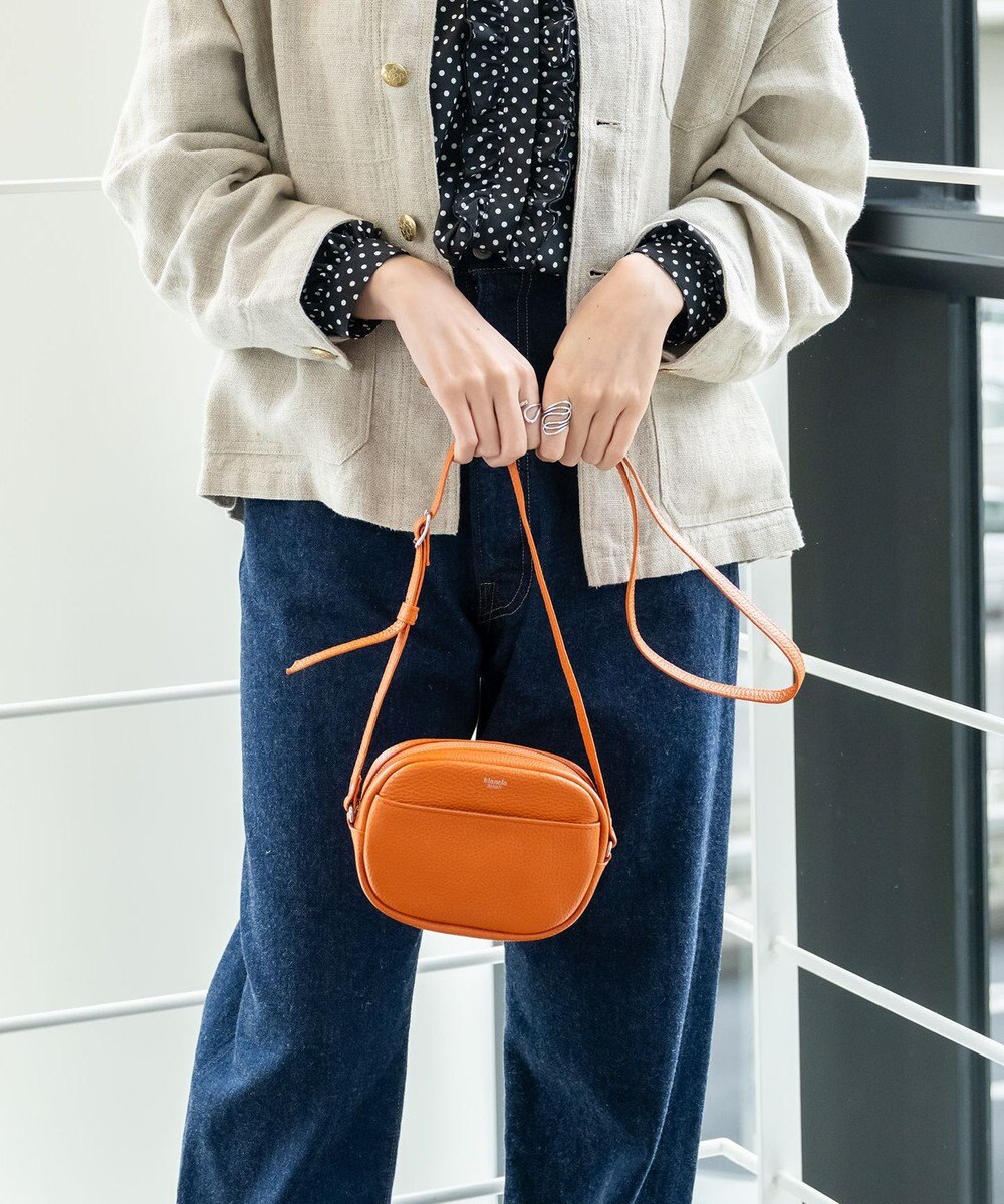 blancle シュリンクレザー ラウンドショルダーバッグ 