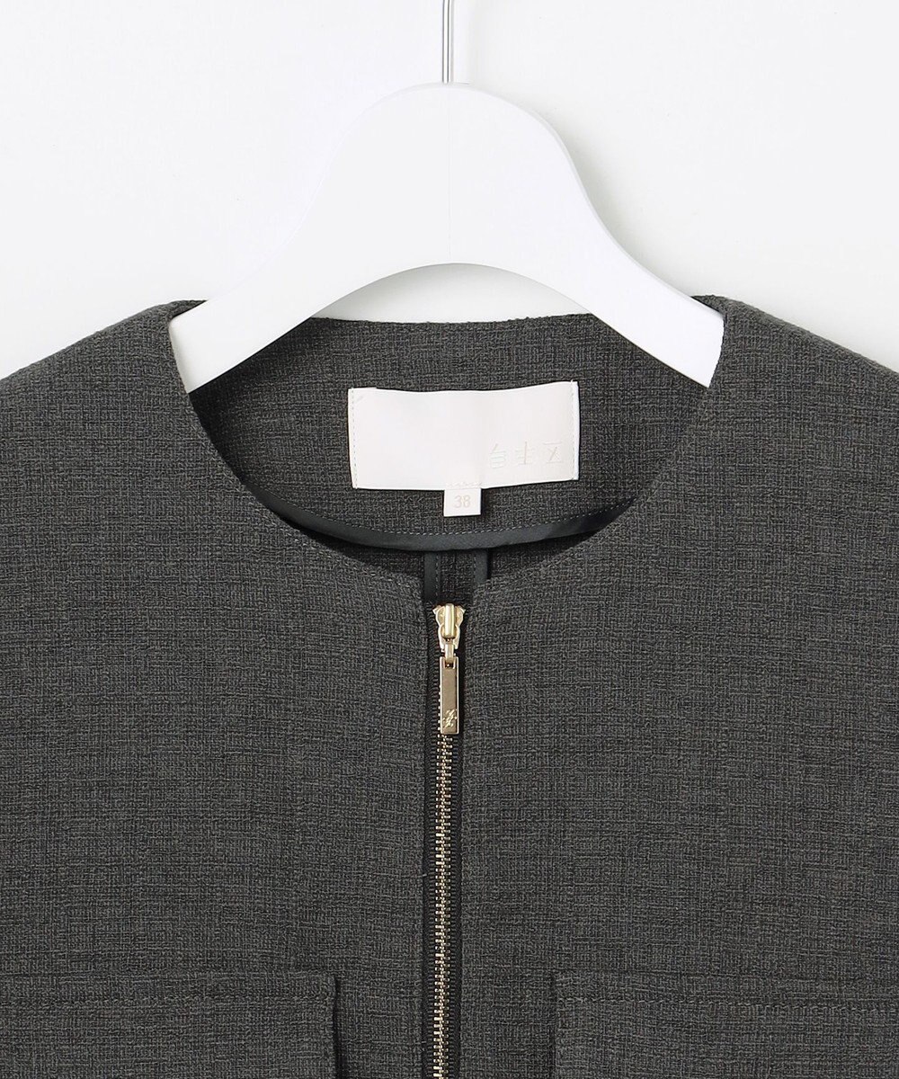 自由区 L 【17号サイズまで展開】ライトブッチャーノーカラー ブルゾン 