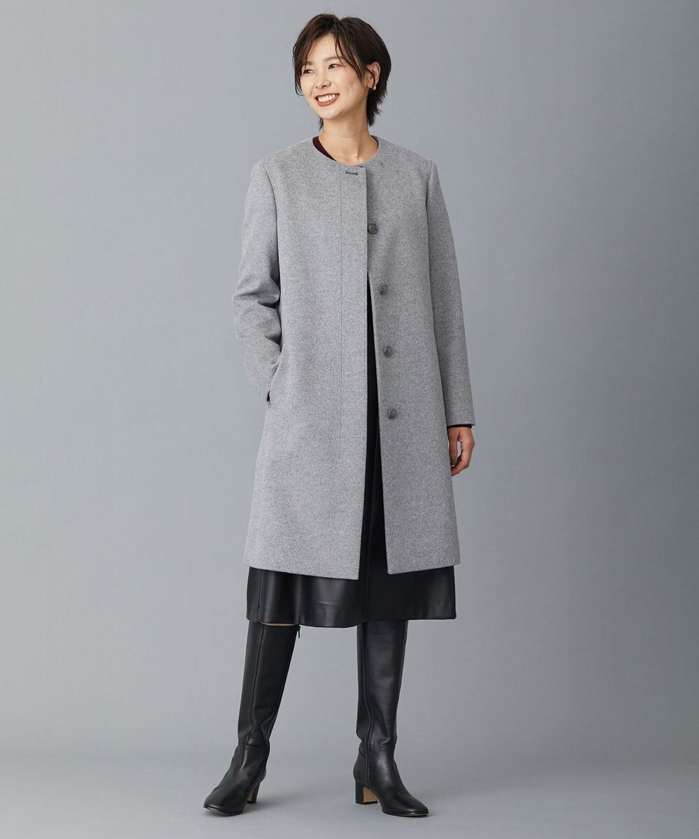 J.PRESS LADIES L アンゴラビーバー ノーカラーコート 