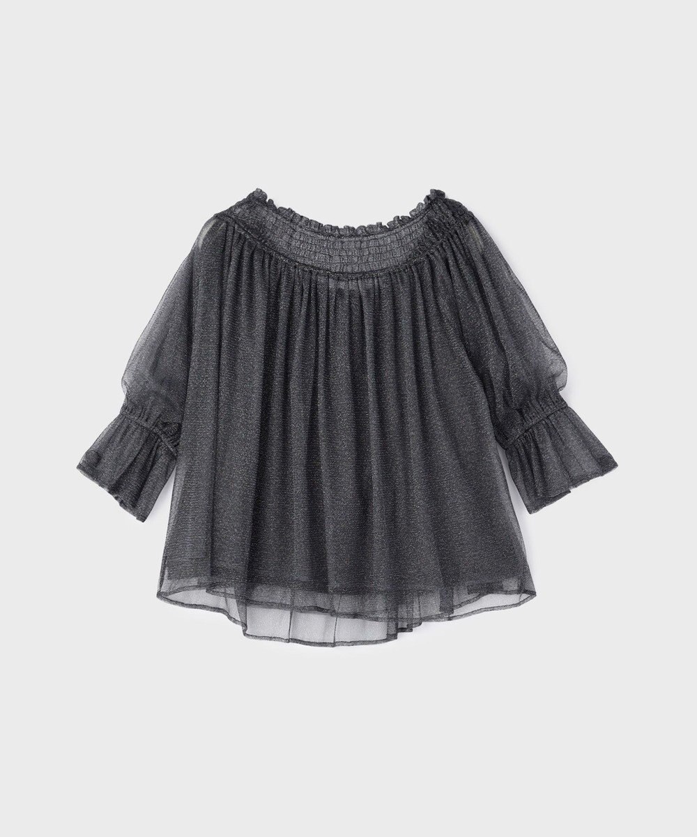 GRACE CONTINENTAL チュールシャーリングトップ 