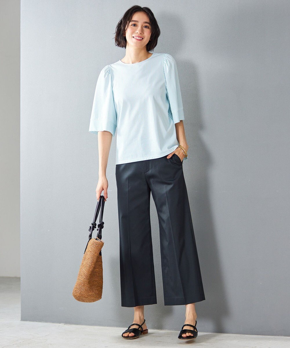 自由区 【洗える】リヨセルコットンストライプ カットソー 