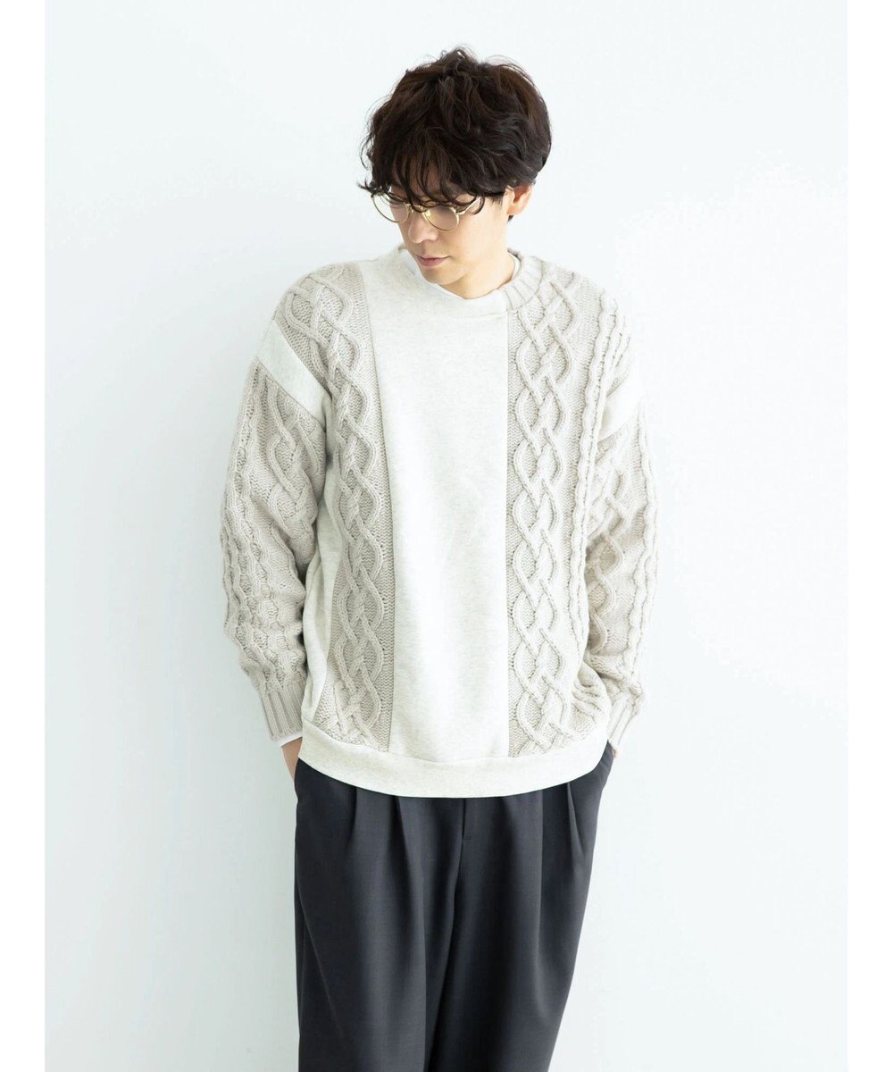 CRAFT STANDARD BOUTIQUE ケーブルニット切り替え裏起毛スウェット 
