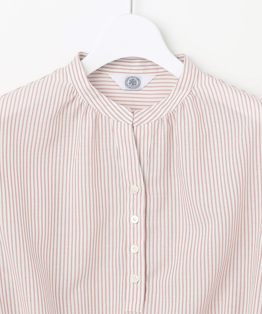 J.PRESS LADIES L 【洗える】ドビー強撚ストライプ コクーンシルエット ブラウス 