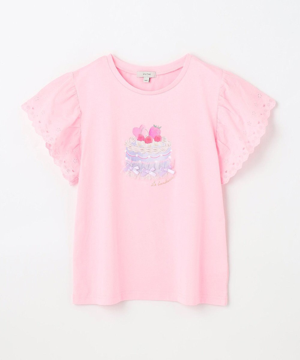 ANY KIDS 袖レース ケーキプリント Tシャツ 