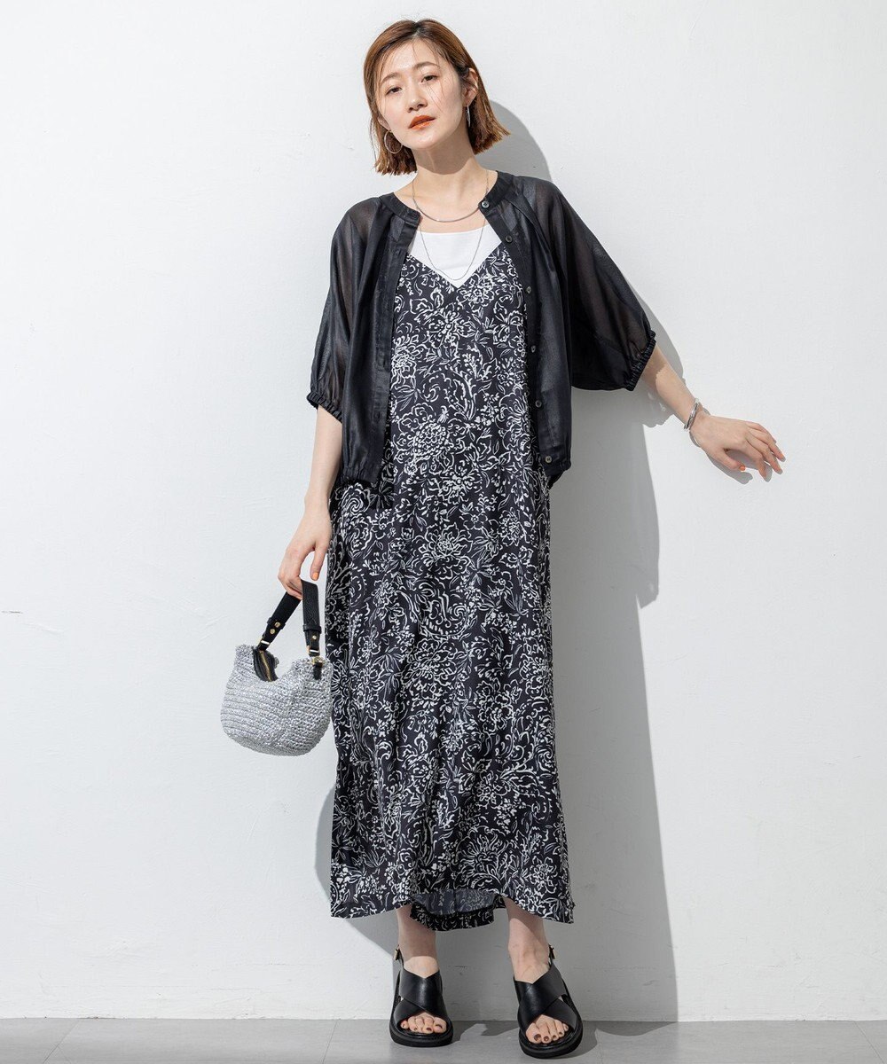 23区 【洗える】アンティークフラワープリント キャミソールワンピース 