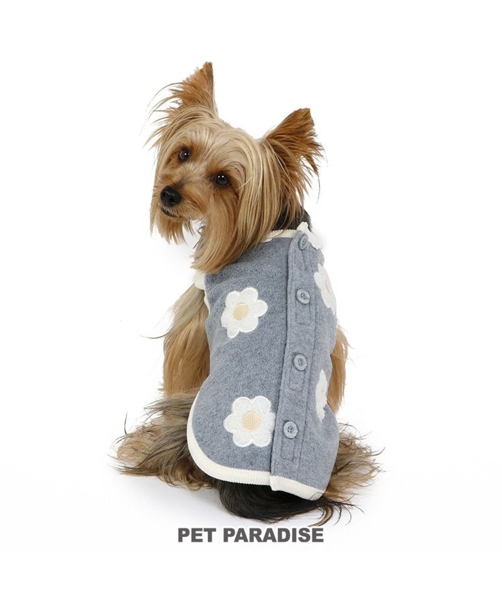 PET PARADISE ペットパラダイス 背中開き ベスト 《お花 アップリケ》 小型犬 グレー