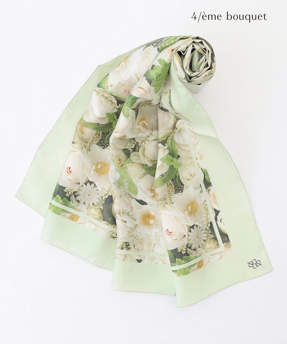 自由区 【カトリエムブーケ】La boroderie de Laurent ブーケモチーフシルクスカーフ 