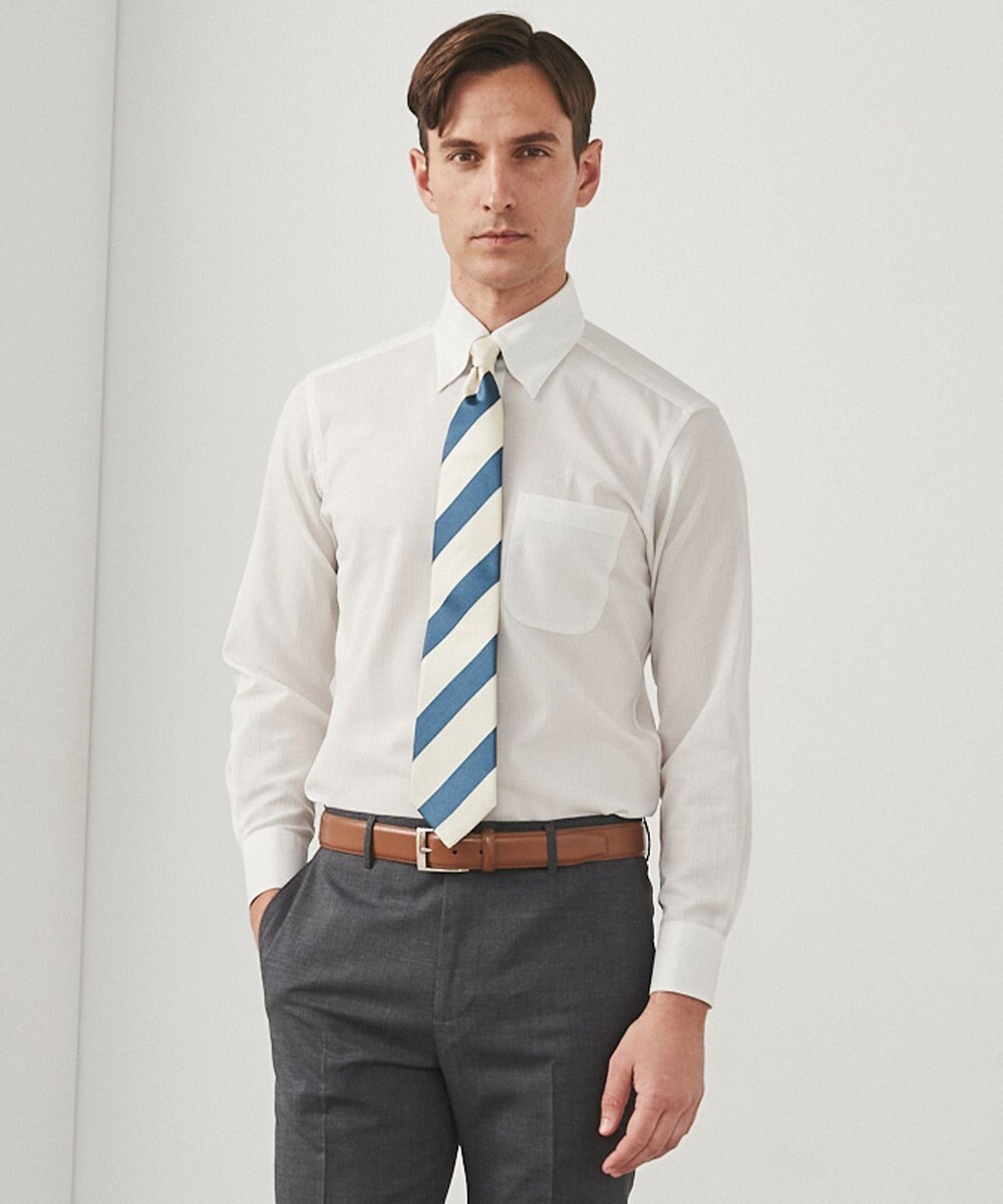 GOTAIRIKU 春夏向け【形態安定】SUMMERPREMIUMPLEATS_スナップダウンカラー _織柄_ 長袖ドレスシャツ(25年春夏モデル) 