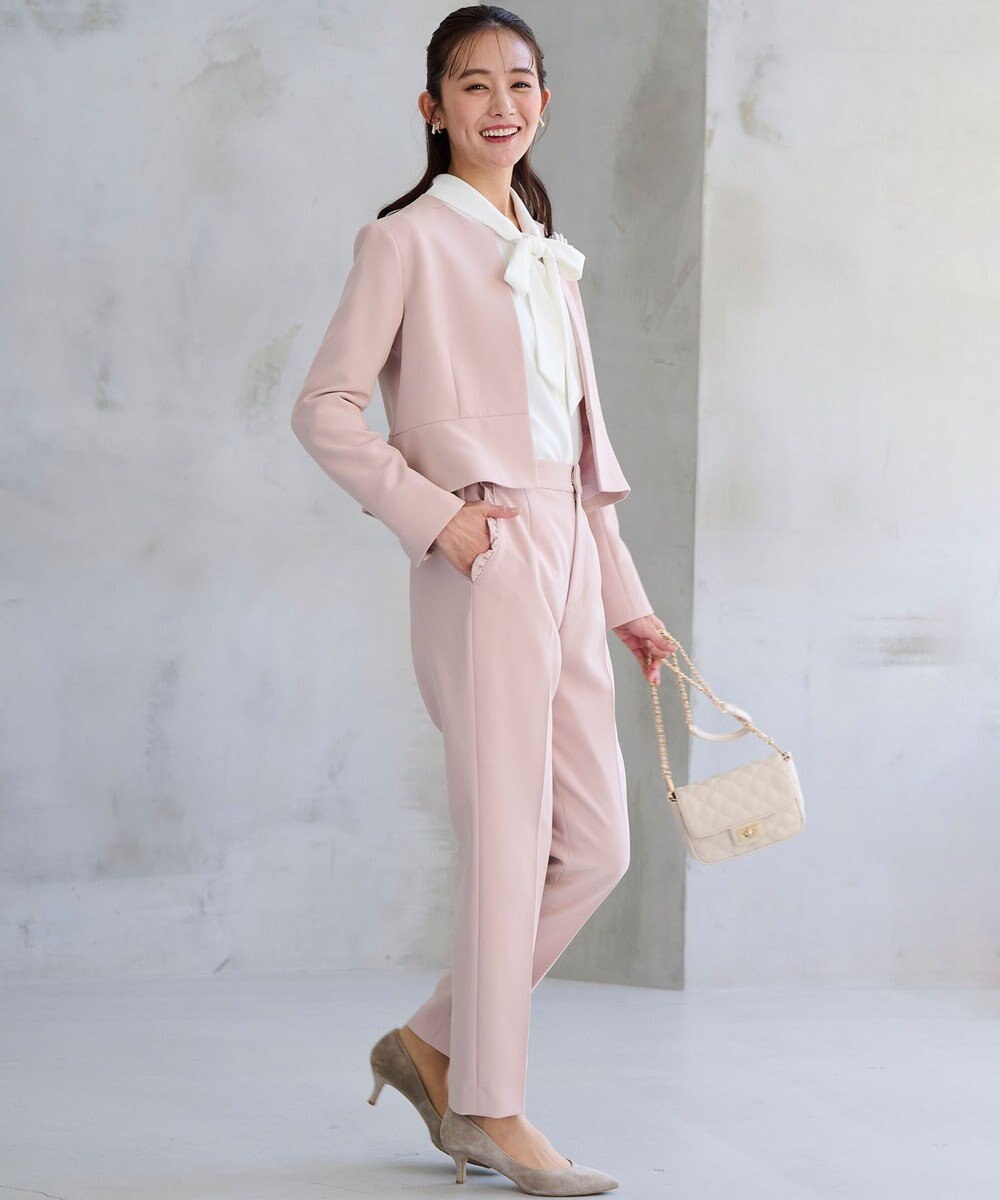 組曲 L 【WEB限定・KUMIKYOKU NAVY】コンフォータブルドレープ ノーカラージャケット 