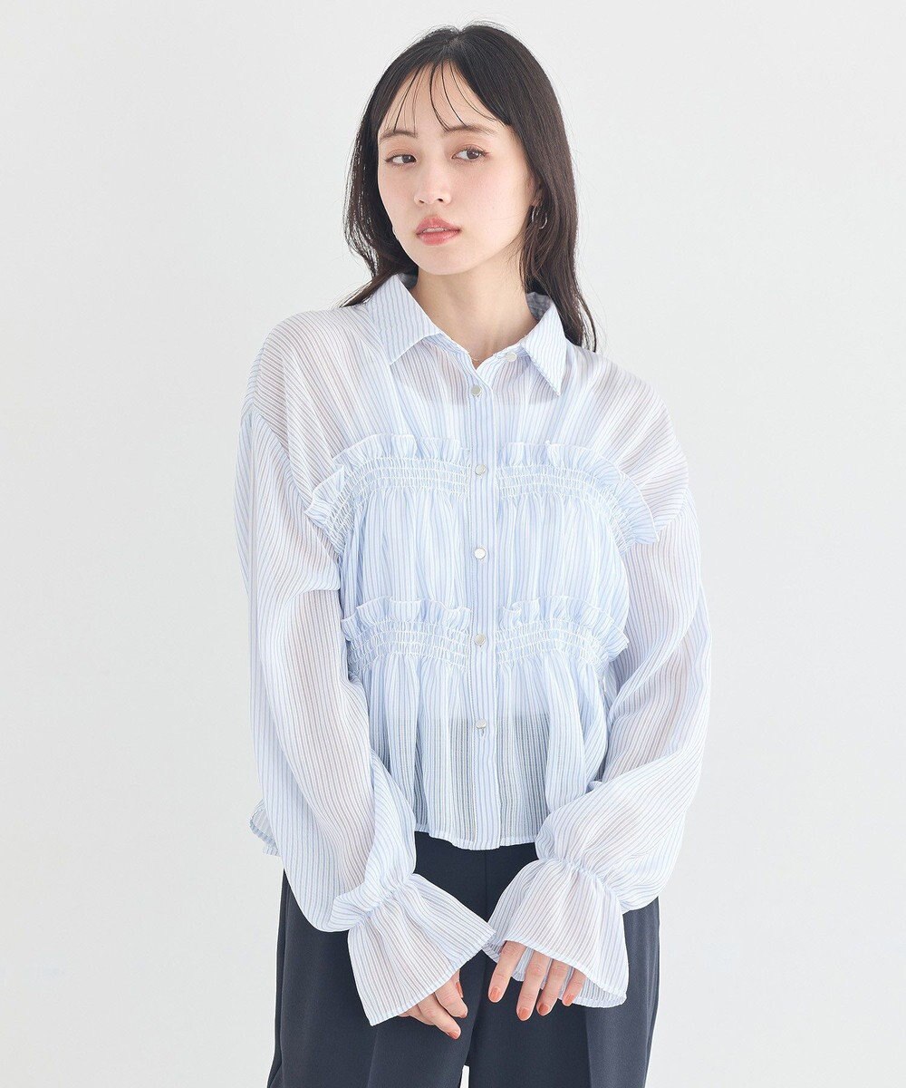 earth music&ecology シャーリングストライプシャツ 