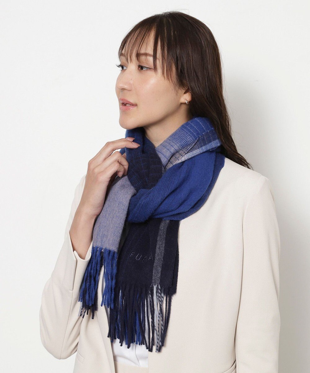 MOONBAT FURLA(フルラ）ウール100％ オンブレー チェックストール 