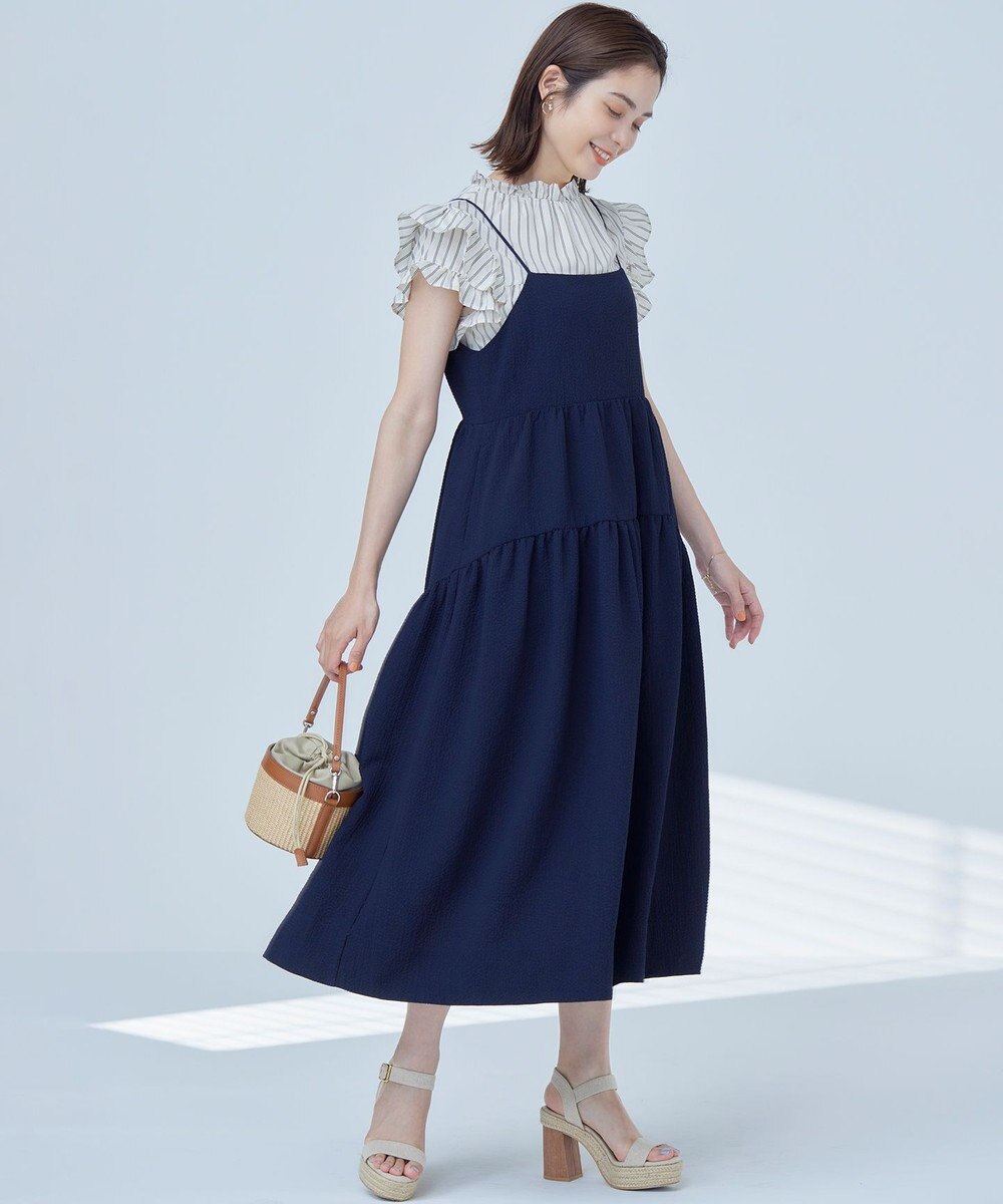 組曲 【WEB限定】クレープストレッチ ティアードキャミワンピース 