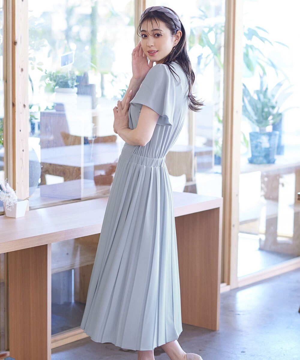 Tiaclasse 【洗える】リボンタイプリーツワンピース 