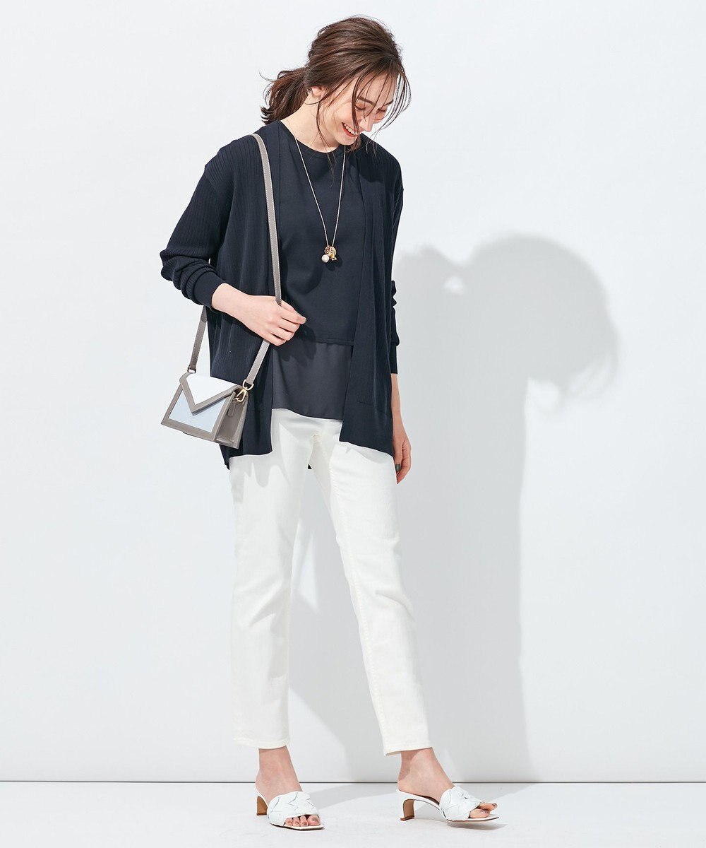 自由区 【洗える】ハイツイストコットンアセテート ニットカーディガン 