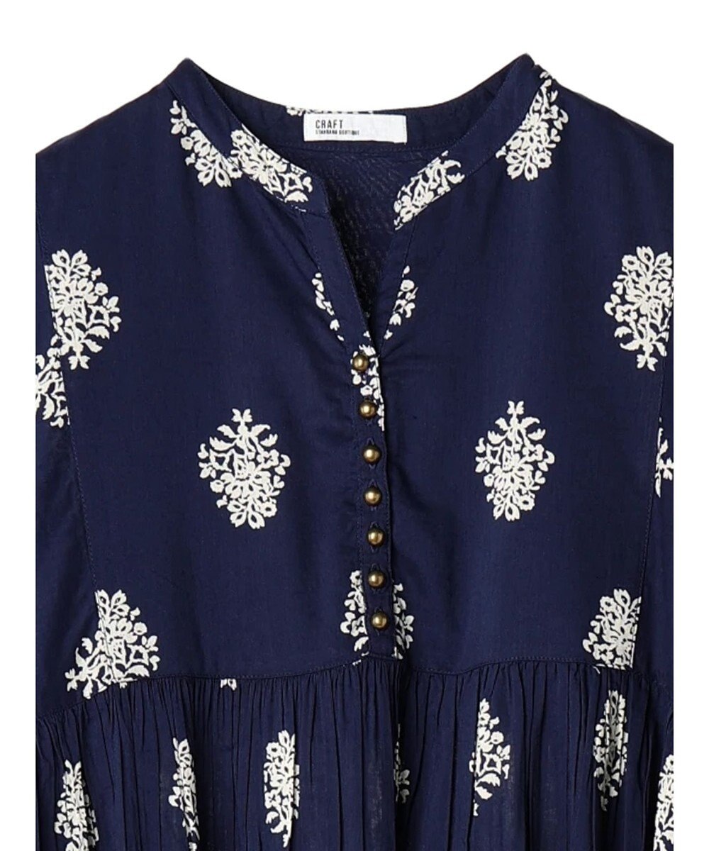 CRAFT STANDARD BOUTIQUE インド綿混フラワーモチーフワンピース 