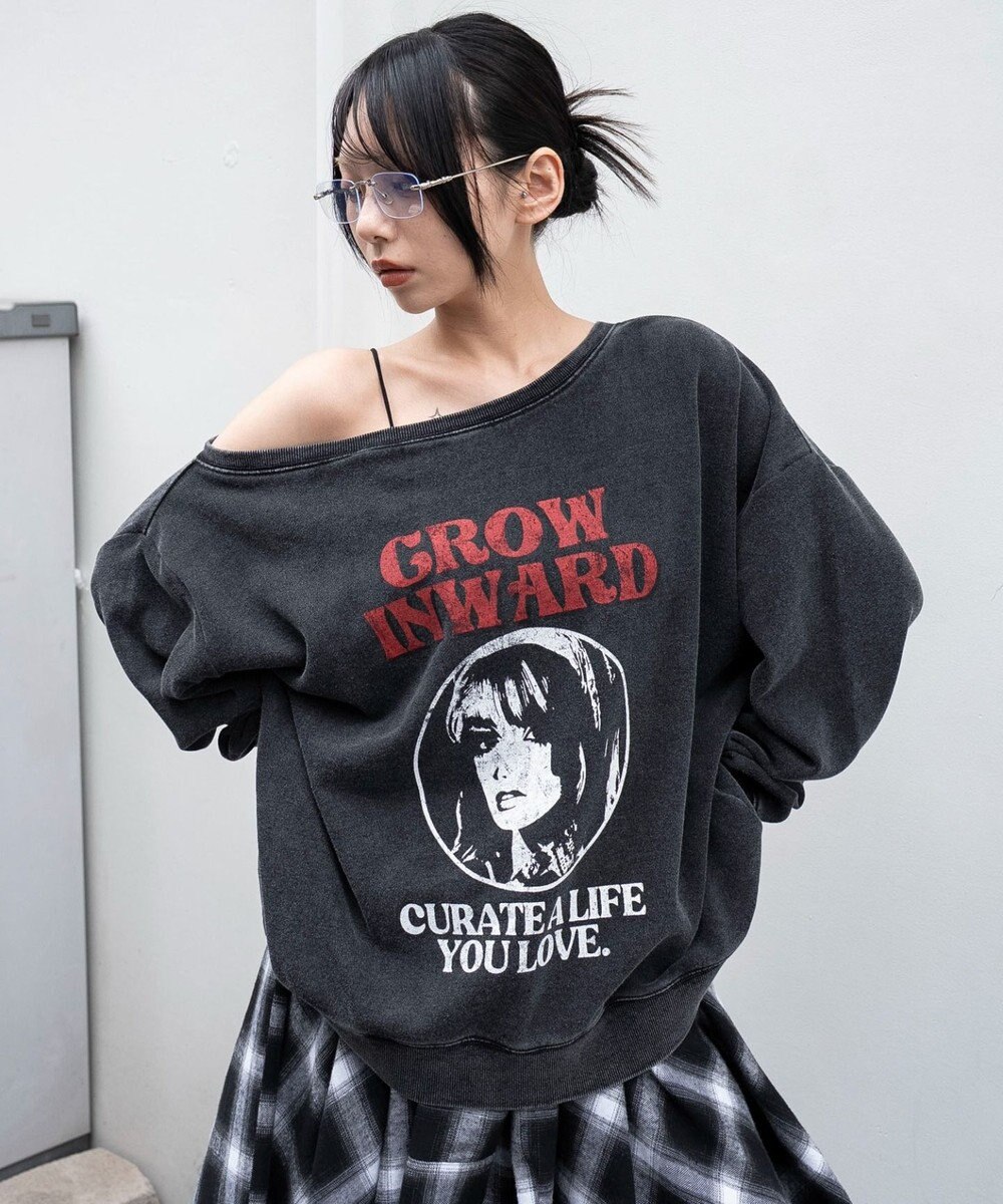 WEGO 【25年秋冬新作】2WAYグラフィックワンショルBIGスウェット 