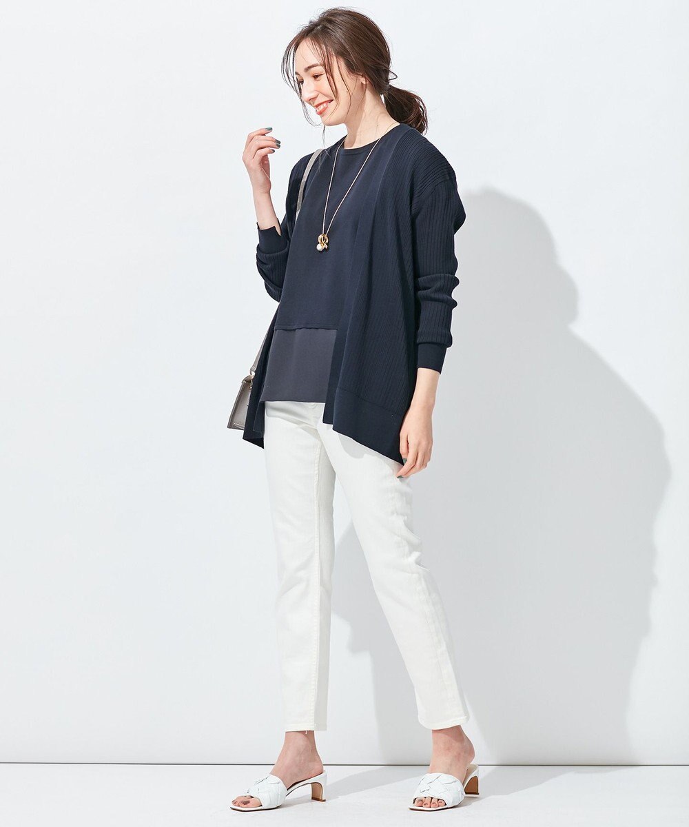 自由区 【洗える】ハイツイストコットンアセテート ニットカーディガン 