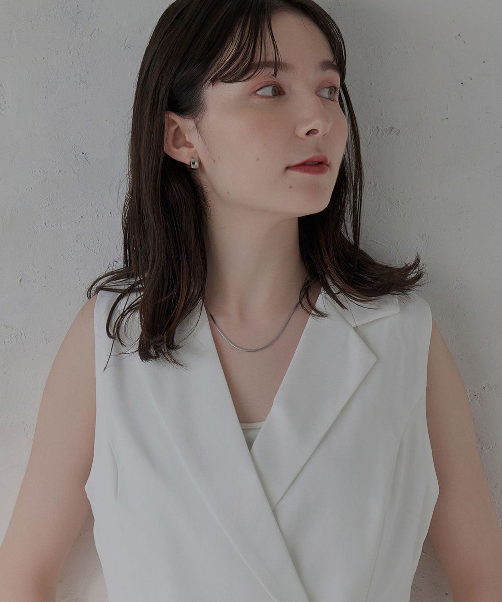 Phoebe 【金属アレルギー対応】ワンタッチワイドフープミニピアス(片耳)/サージカルステンレス シルバー 