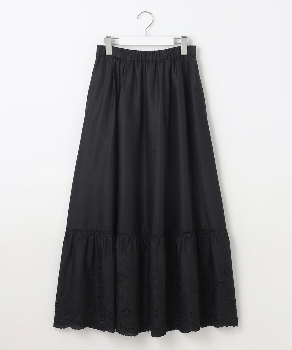 自由区 L 【カタログ掲載・接触冷感・洗える】エンブロイダリーローンティアード スカート 