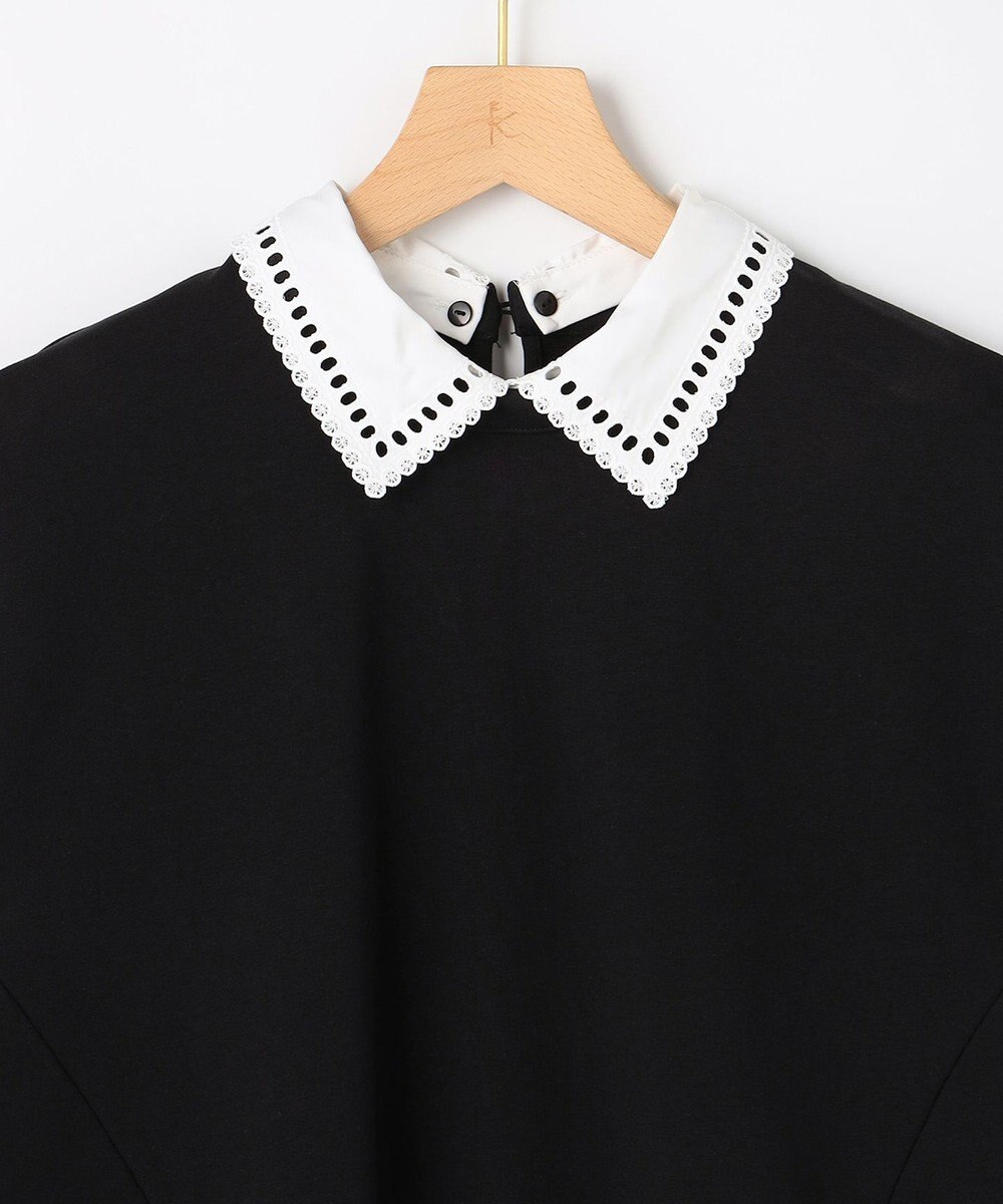 組曲 【先行予約】フレンチテリー 刺繍襟 ペプラムカットソー 