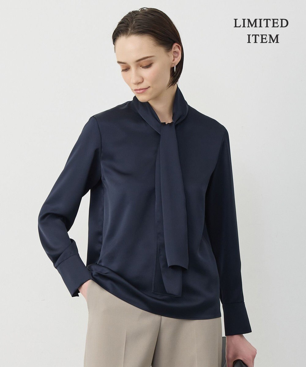 ICB 【WEB限定】 ドレープサテン ボウタイブラウス 