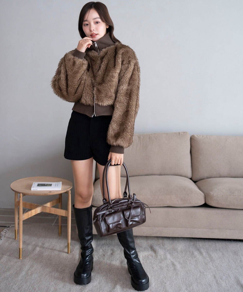 WEGO 【25年秋冬新作】フェイクファーショートブルゾン 