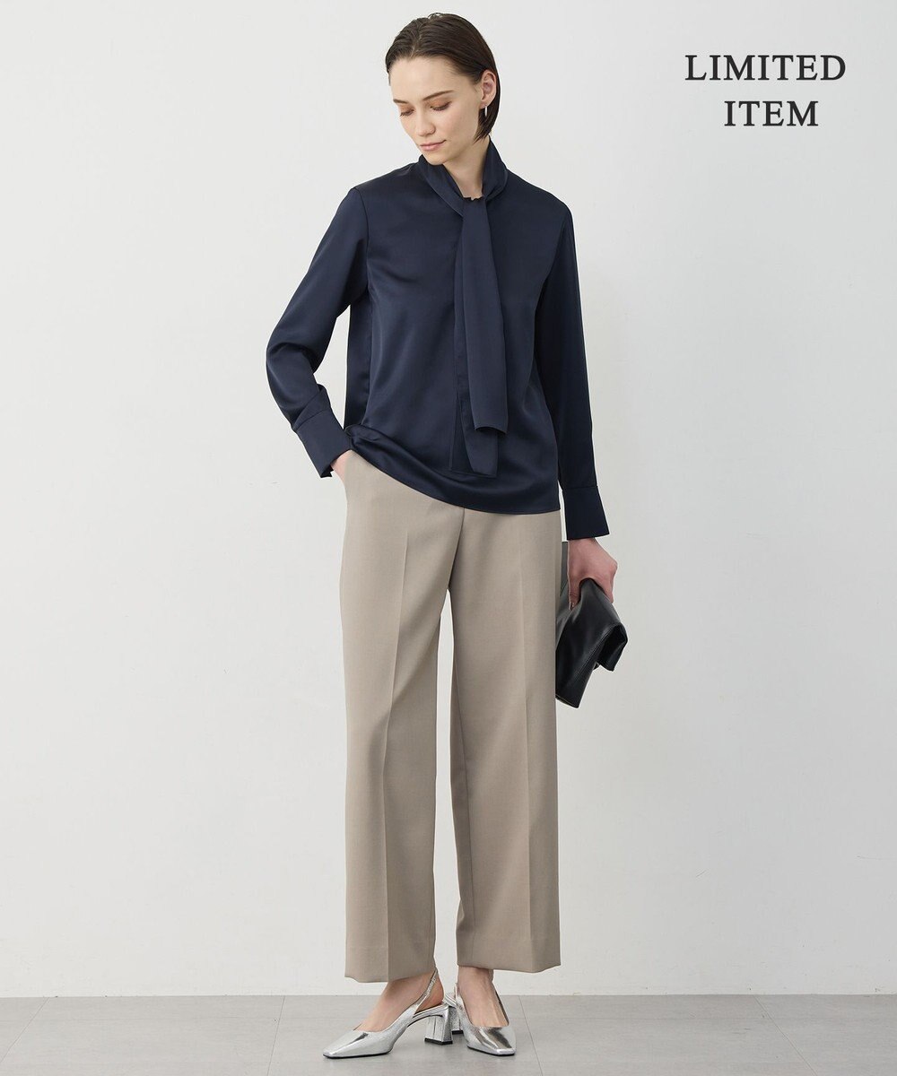 ICB 【WEB限定】 ドレープサテン ボウタイブラウス 