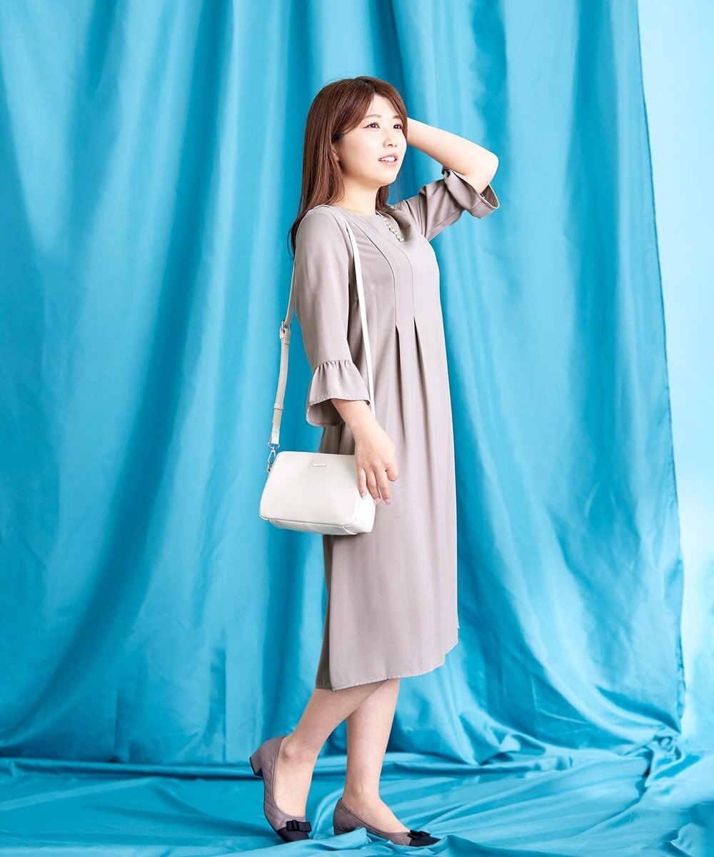 Tiaclasse L 【洗える】飴玉パールフレア袖ワンピース 