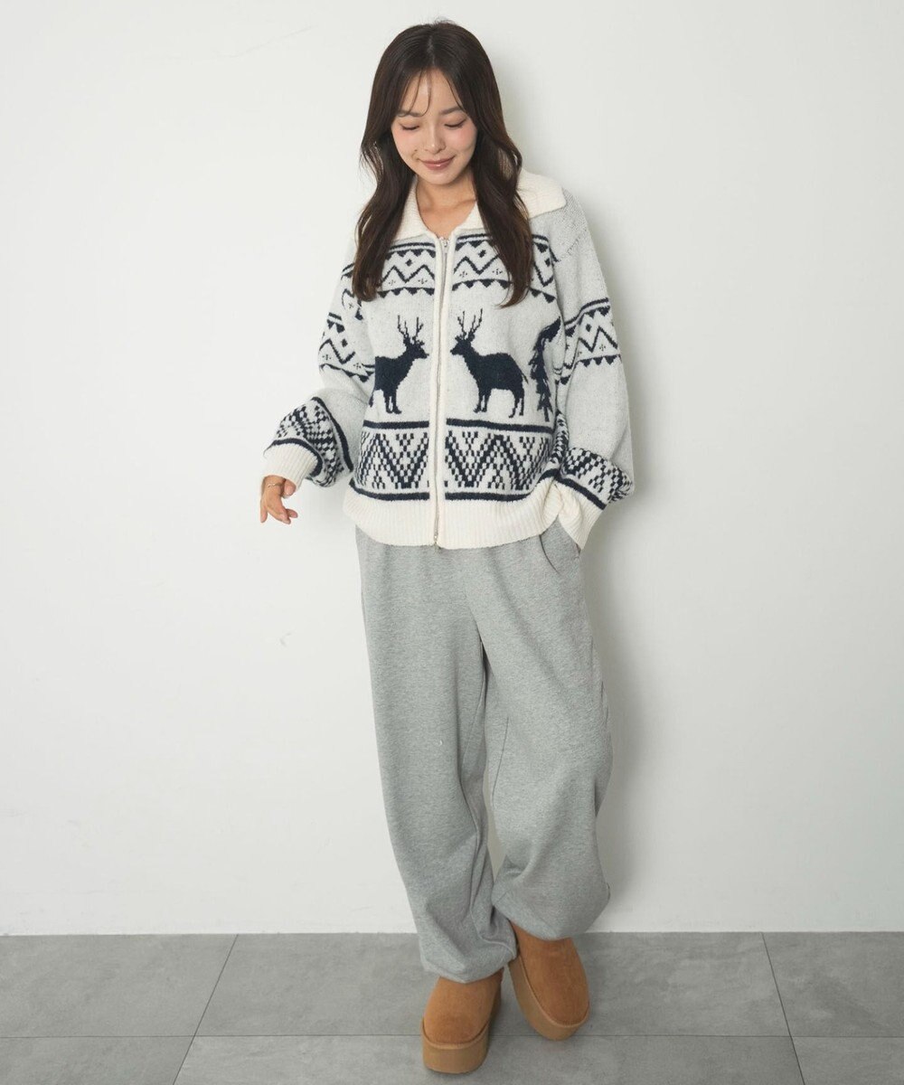 WEGO 雪柄ダブルジップニット 