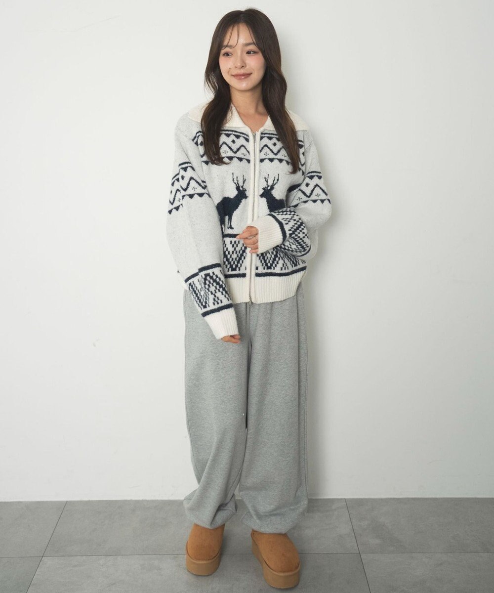 WEGO 雪柄ダブルジップニット 