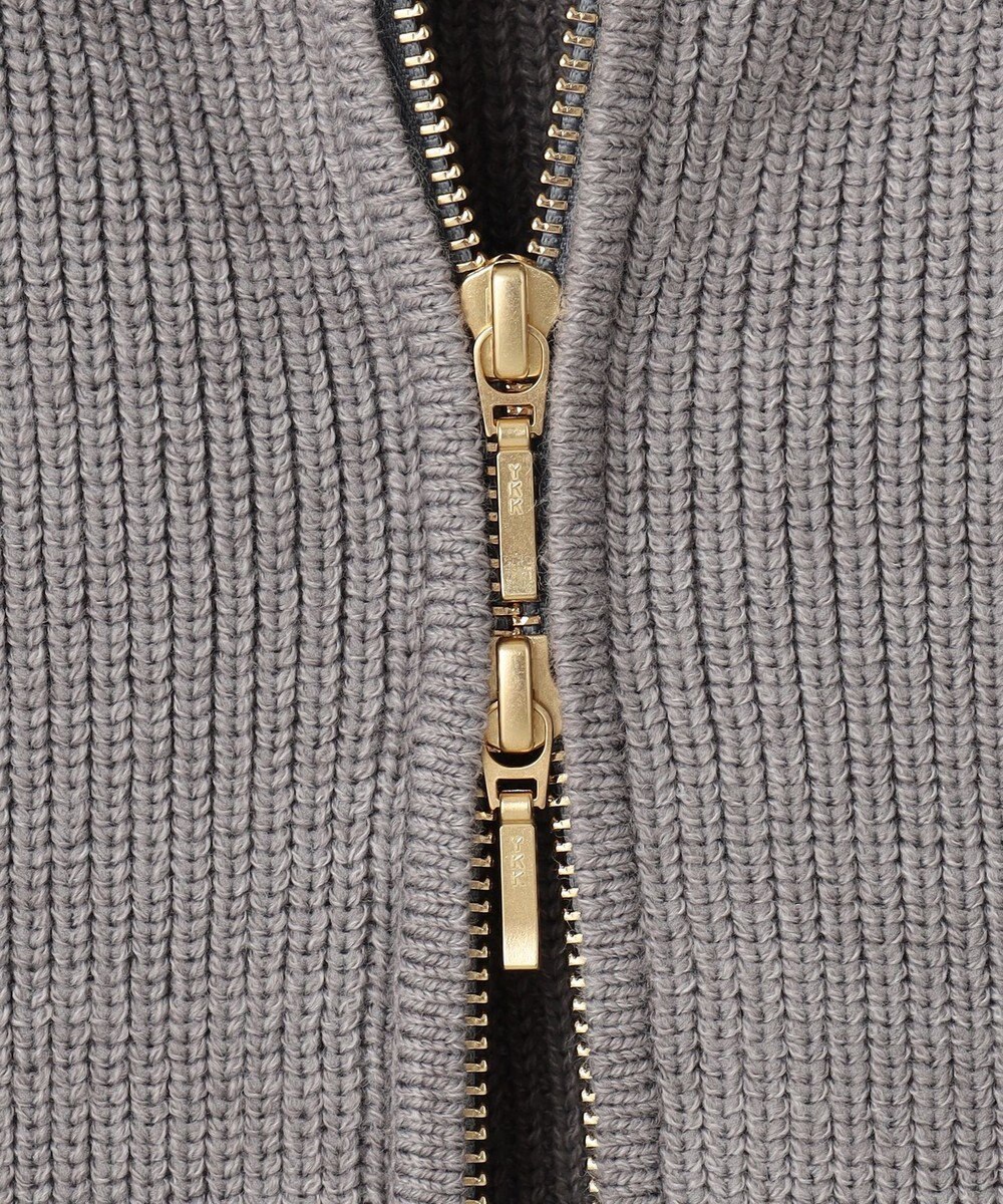 自由区 【洗える】ジップアップニット アウター 