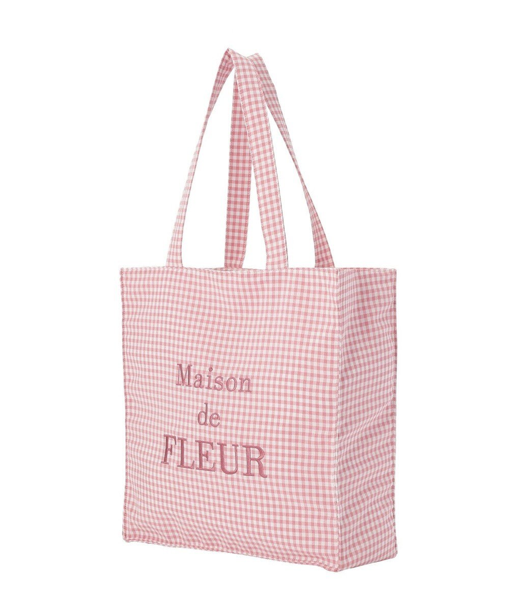 Maison de FLEUR ブランドロゴ刺繍ギンガムスクエアトート 