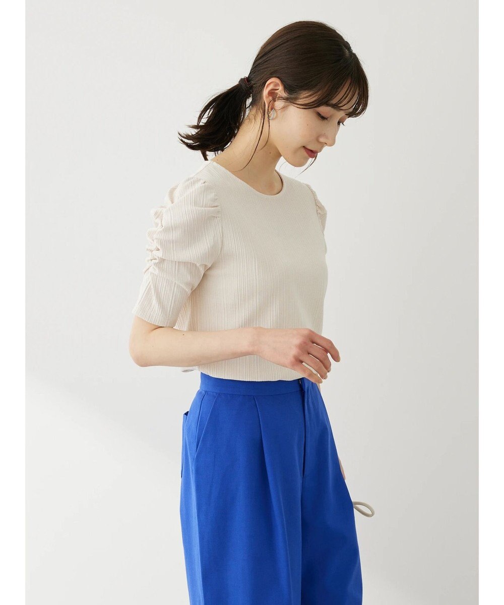 Green Parks リブ肩デザイン５分袖プルオーバー 