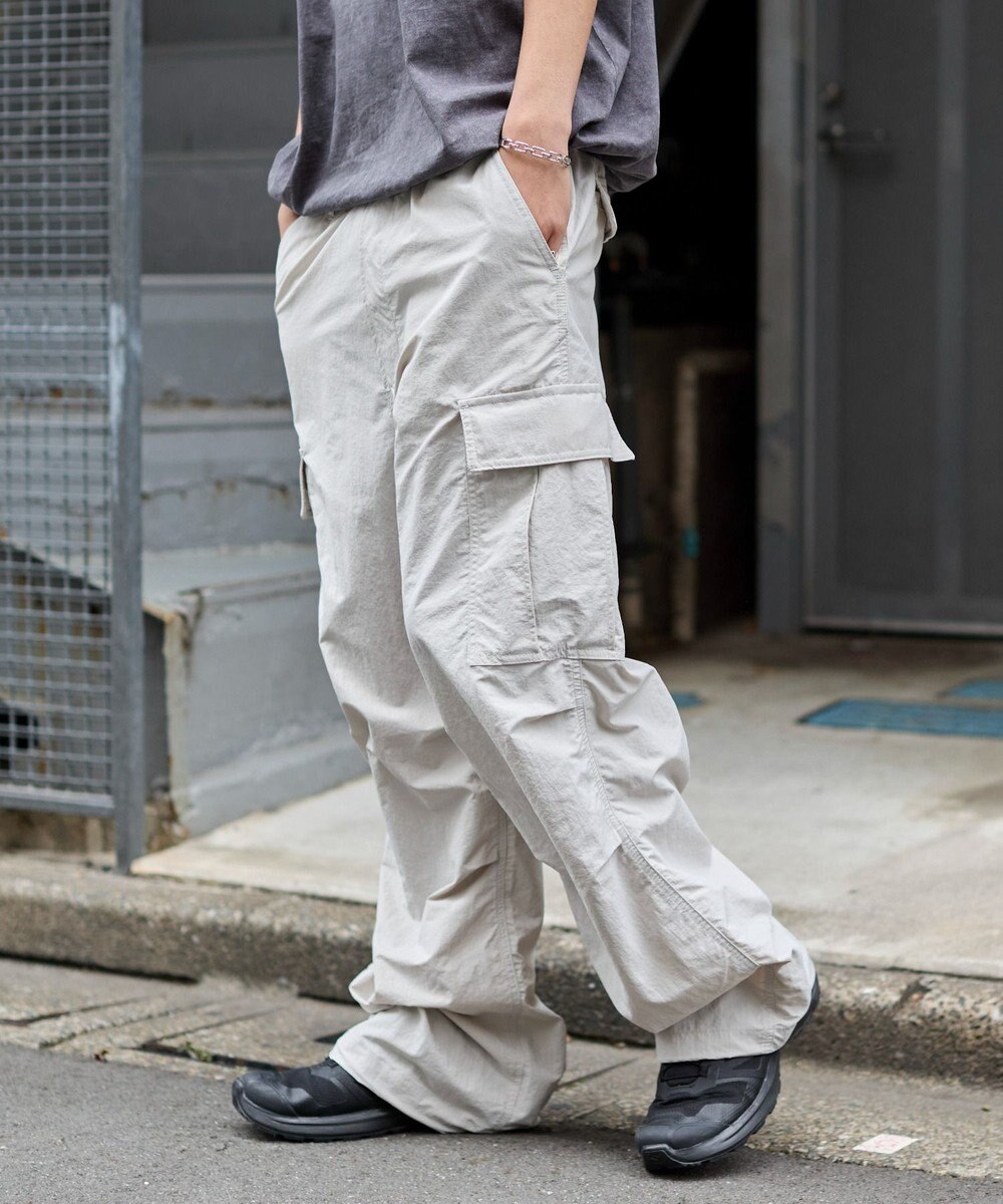 WEGO 【ウエストゴム/MLサイズ展開】ナイロンイージーカーゴパンツ 