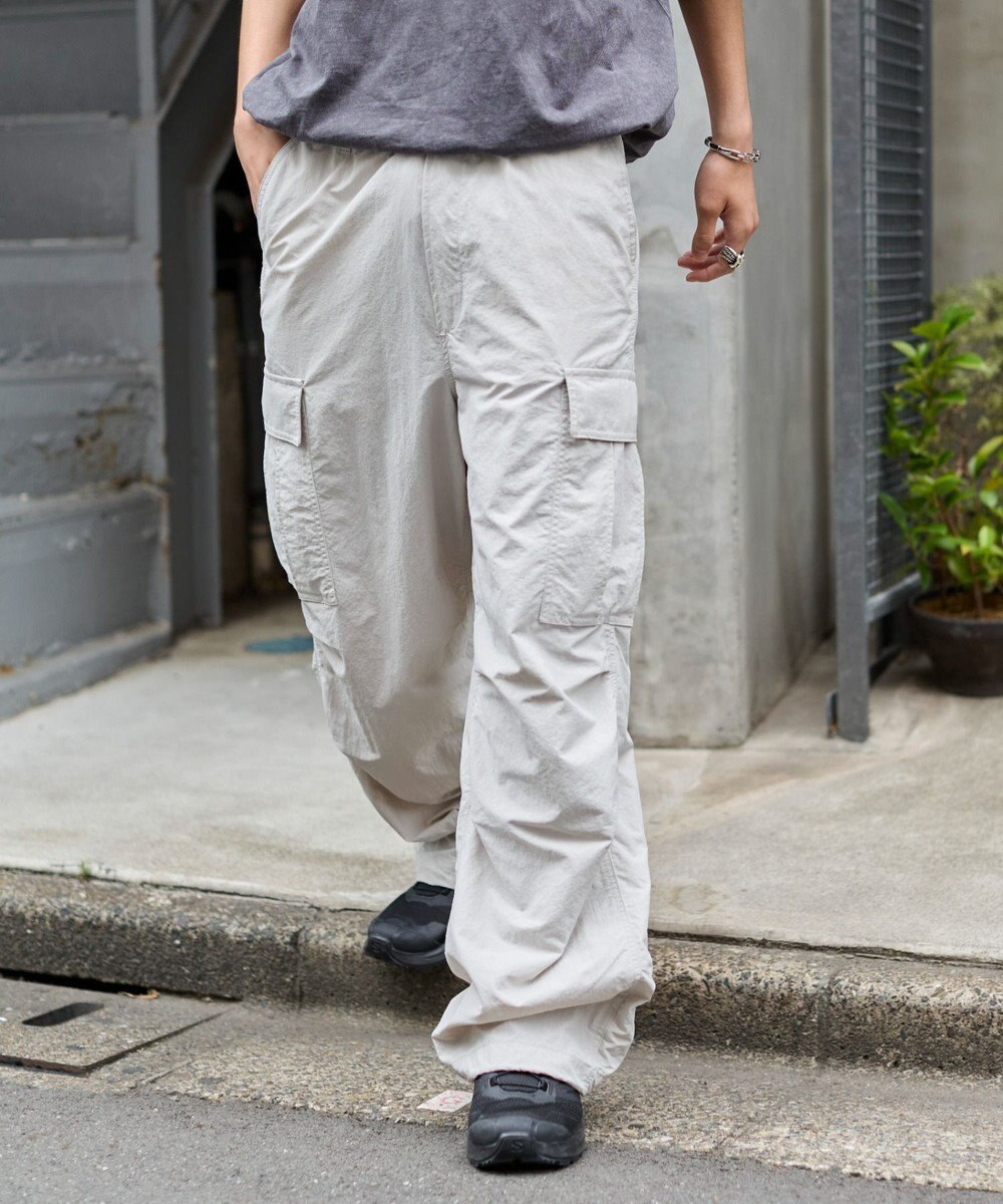WEGO 【ウエストゴム/MLサイズ展開】ナイロンイージーカーゴパンツ 