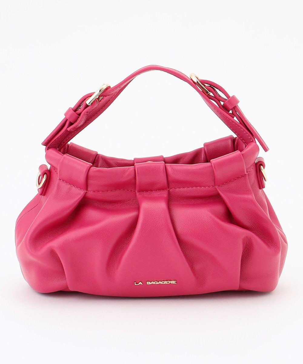 LA BAGAGERIE シープレザー　ギャザーミニマムバッグ 