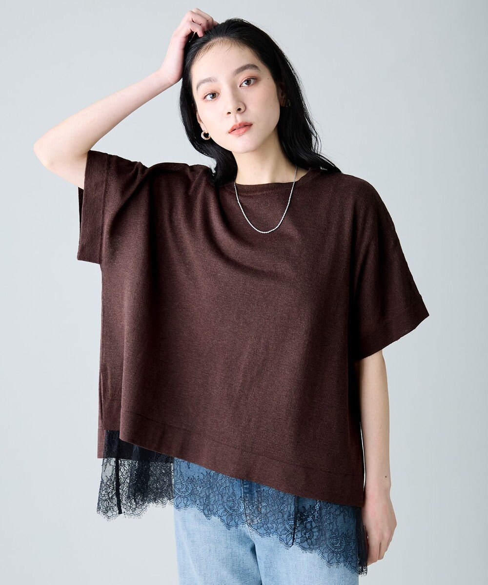 ANY リネンブレンドボクシーニット 