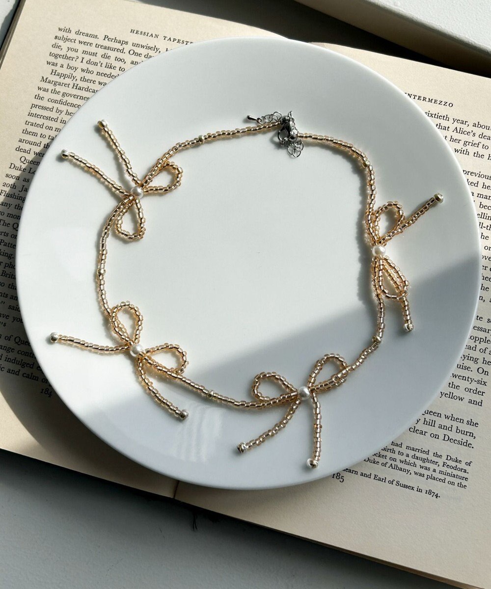 WEGO Lビーズリボンネックレス 