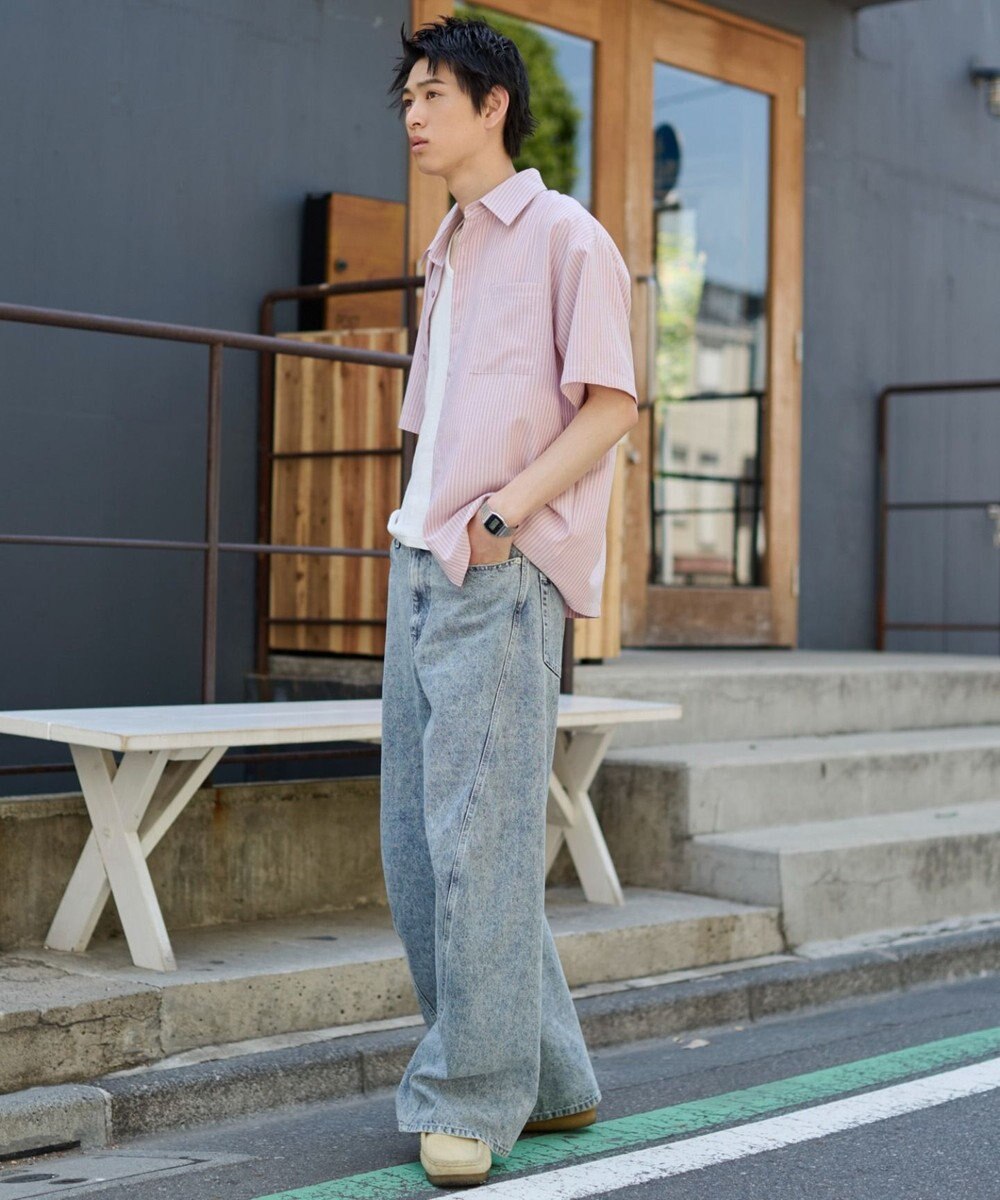 WEGO クロップドSSサッカーストライプシャツ 