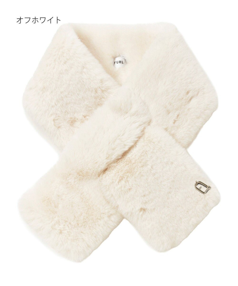 MOONBAT FURLA（フルラ）ビッグ差し込みファーティペット  アーチロゴ フェイクファー 