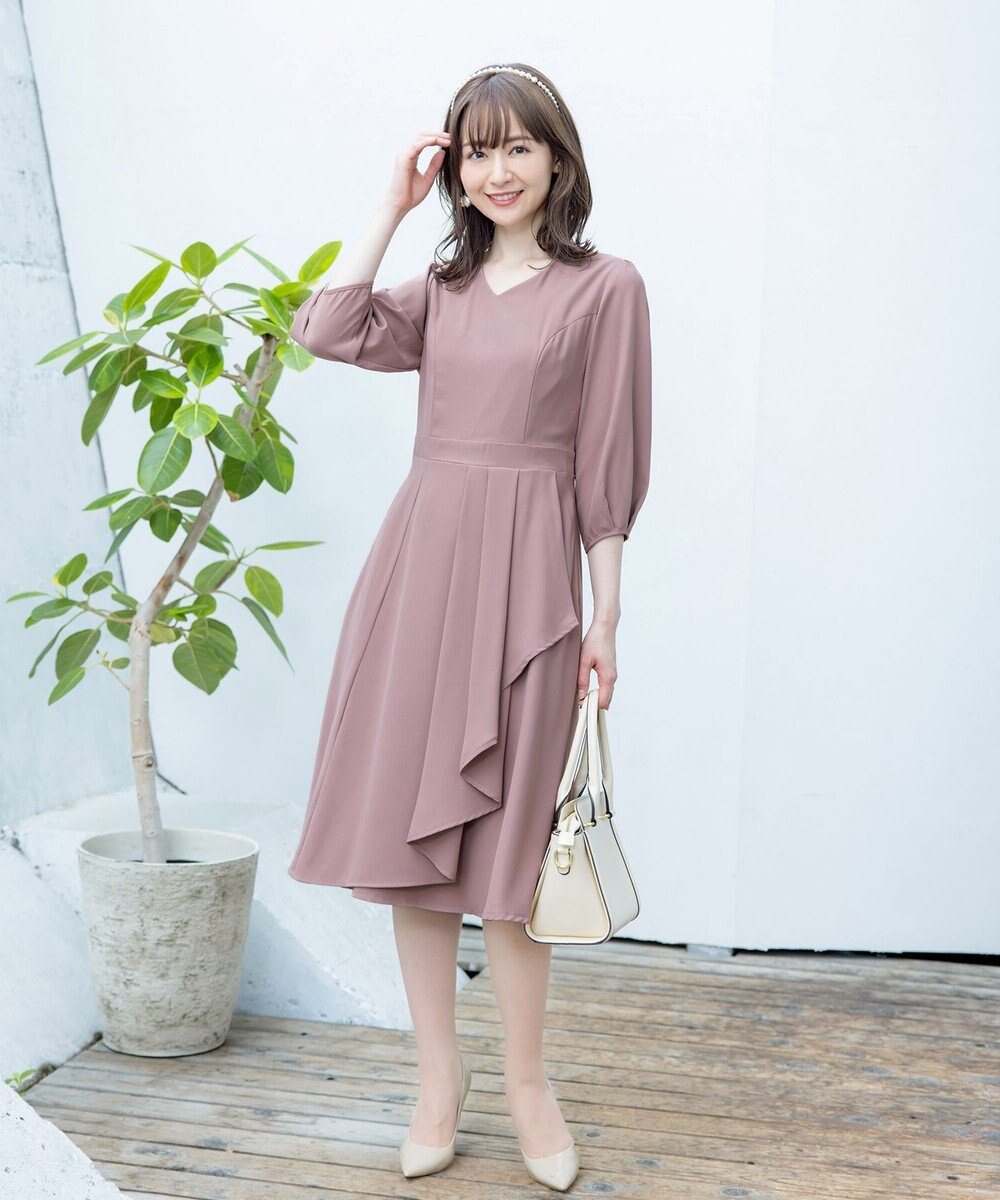 Tiaclasse L 【洗える】大人の洗練ドレープワンピース 