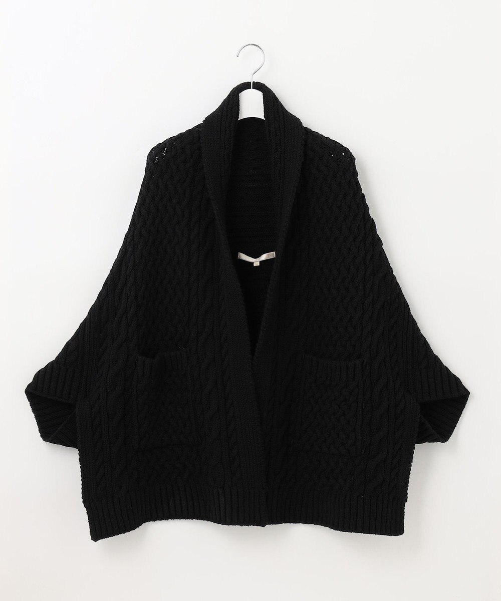 自由区 【洗える】アランパターンファーコンビ ニットガウン 