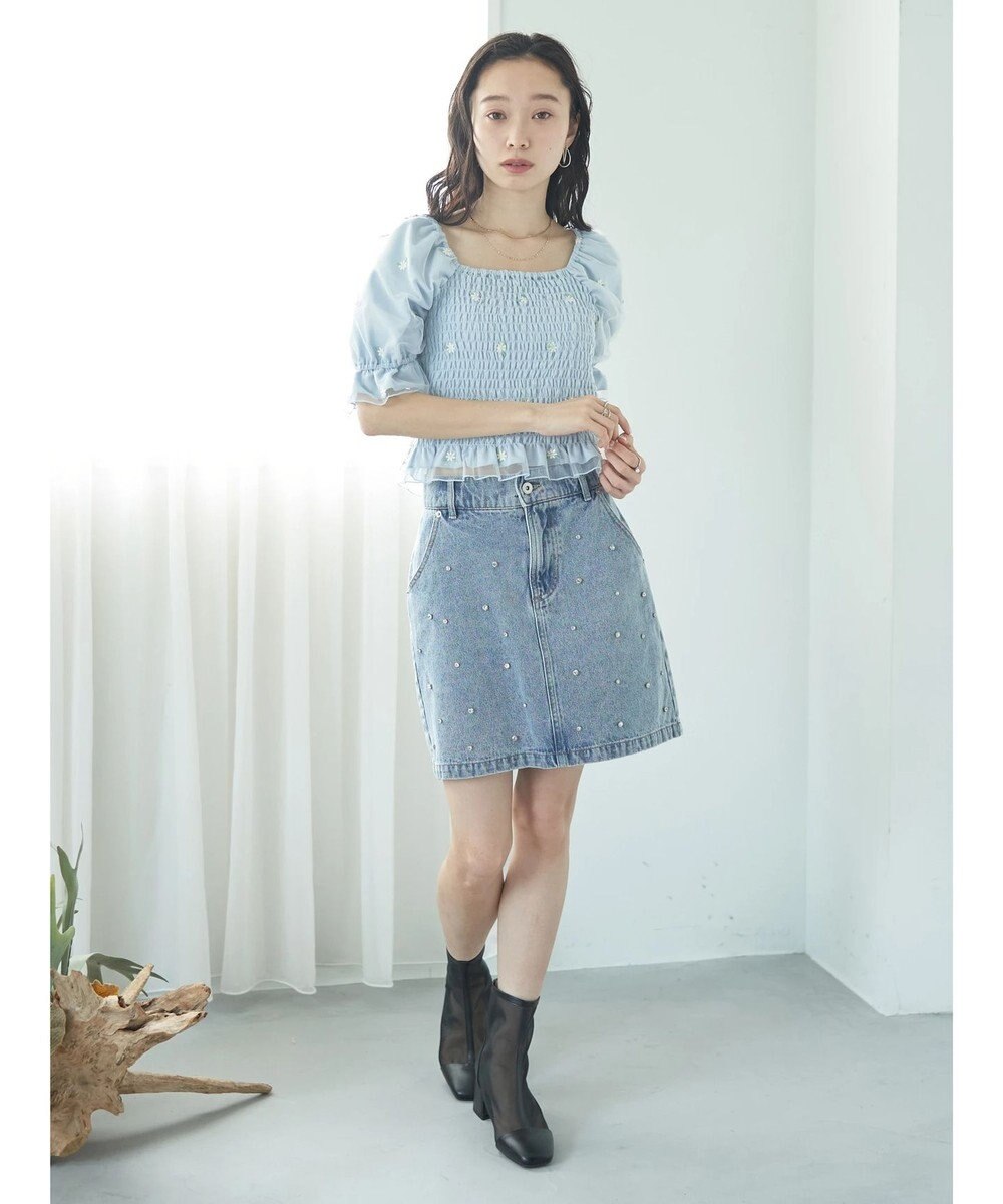 earth music&ecology フラワー刺繍ブラウス 