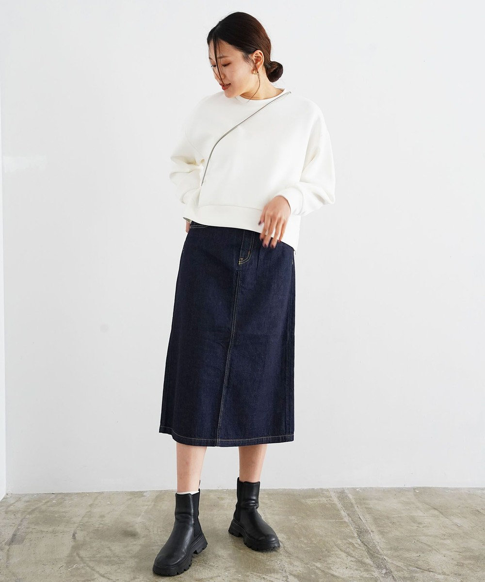 洗える/軽量】FS 3/4 denim skirt 3/4丈デニムスカート / caqu