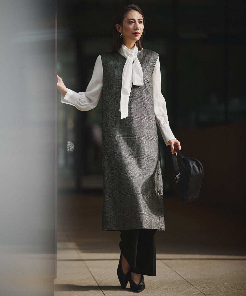 ICB L セルロースシルクビエラ ボウタイ付きブラウス 