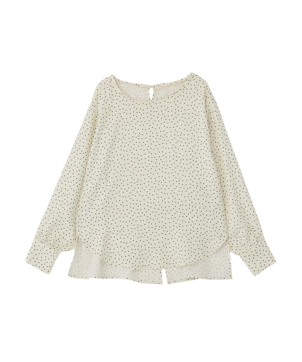 Green Parks ドットイージーケアバックスリットブラウス 