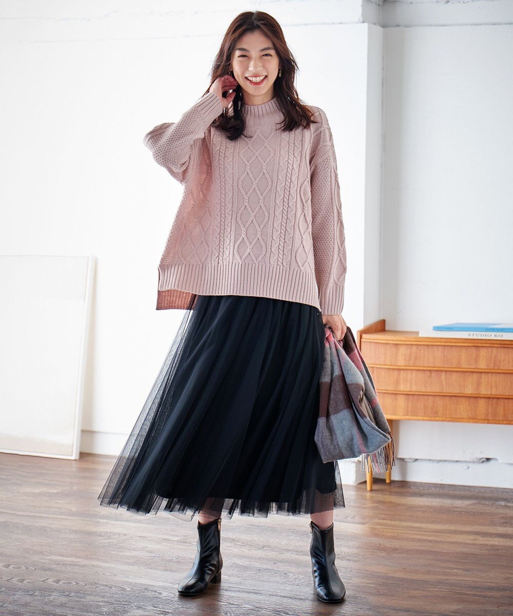 ANY 【ウエストゴム】チュールフレアースカート 